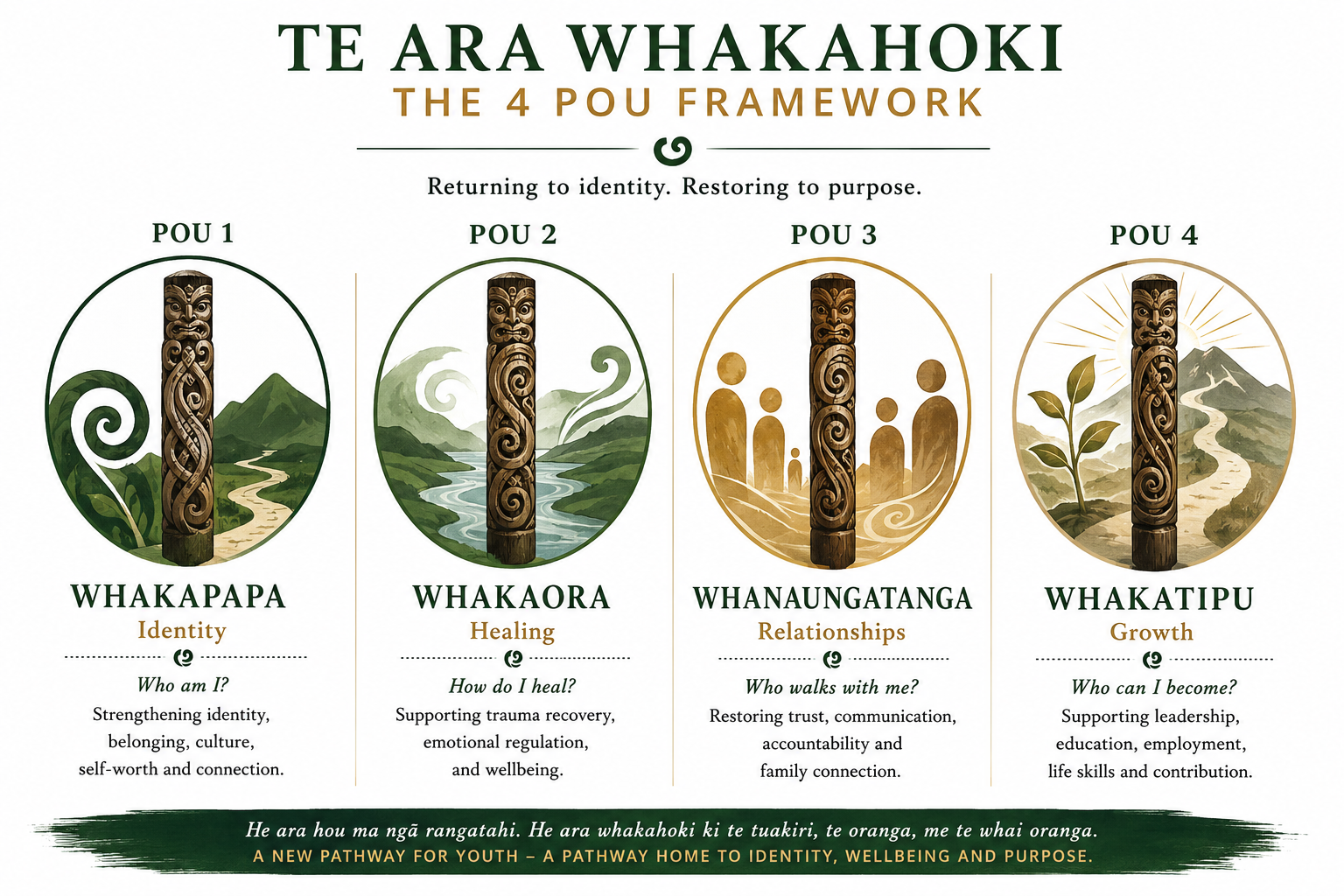 Te Ara Whakahoki — the 4 Pou framework
